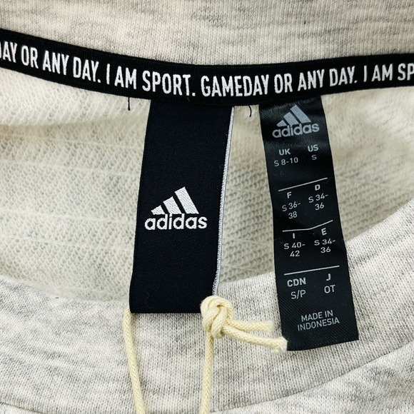 Womens S Adidas Must Have‎ Heather Sweatshirt Grey Off White Cropped Loose Fit - Picture 4 of 7